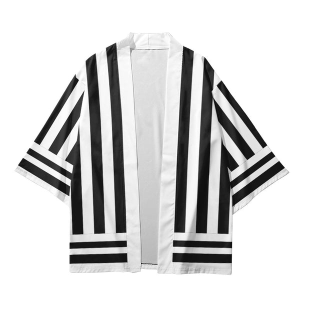 Japanese Kimono | Back and White Striped Shirt