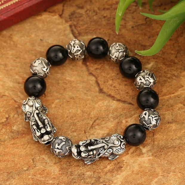 plating Antique  Silver Lucky National Wind pixiu  Bracelet  for Men