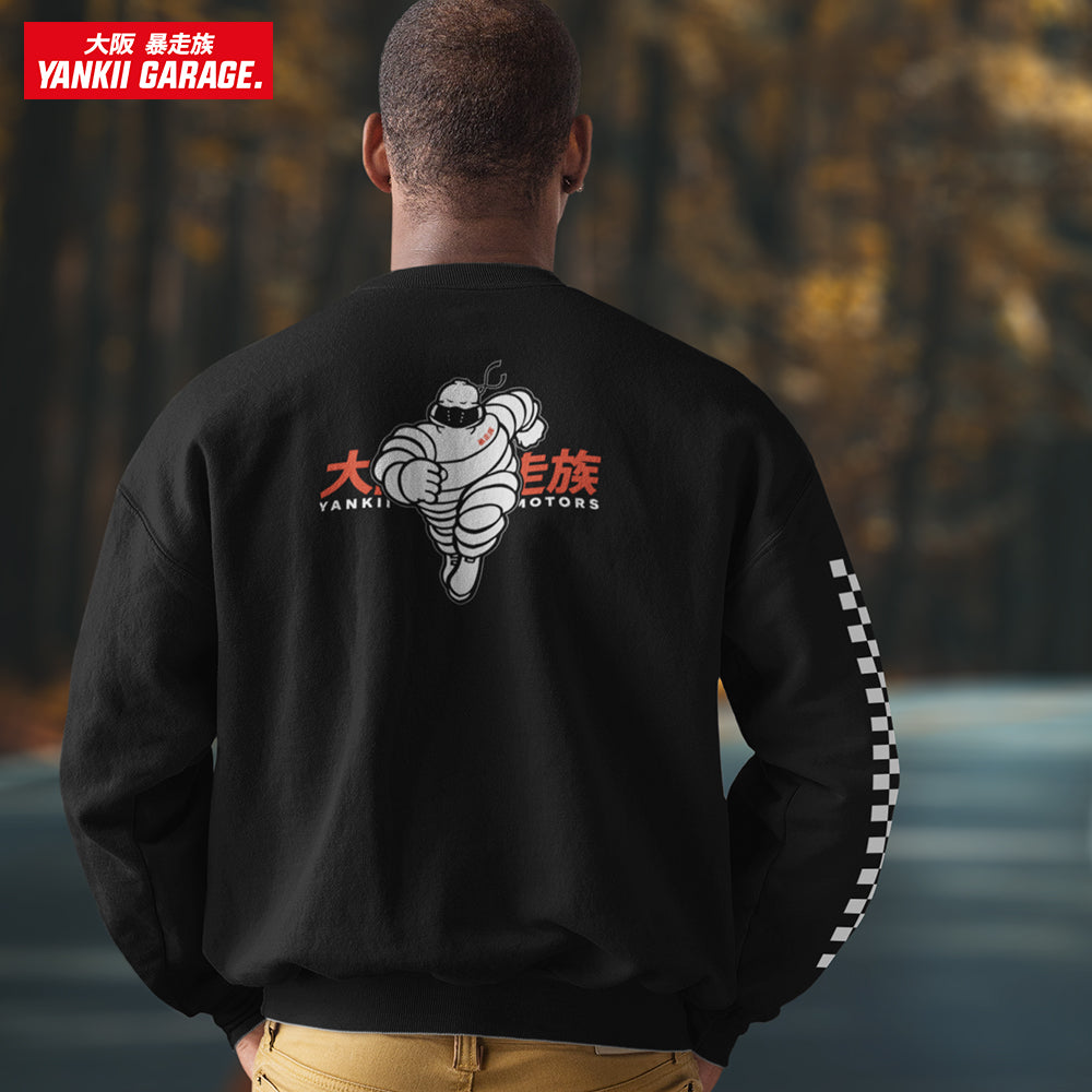 Yankii Garage | Japanese Hoodie - Michelin Street Racing black